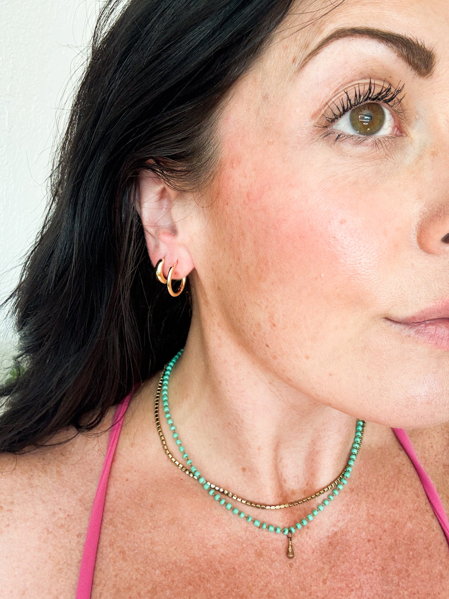 Double Gold Tarnish Free Huggie Earrings