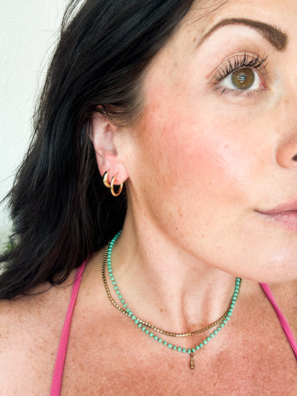 Double Gold Tarnish Free Huggie Earrings