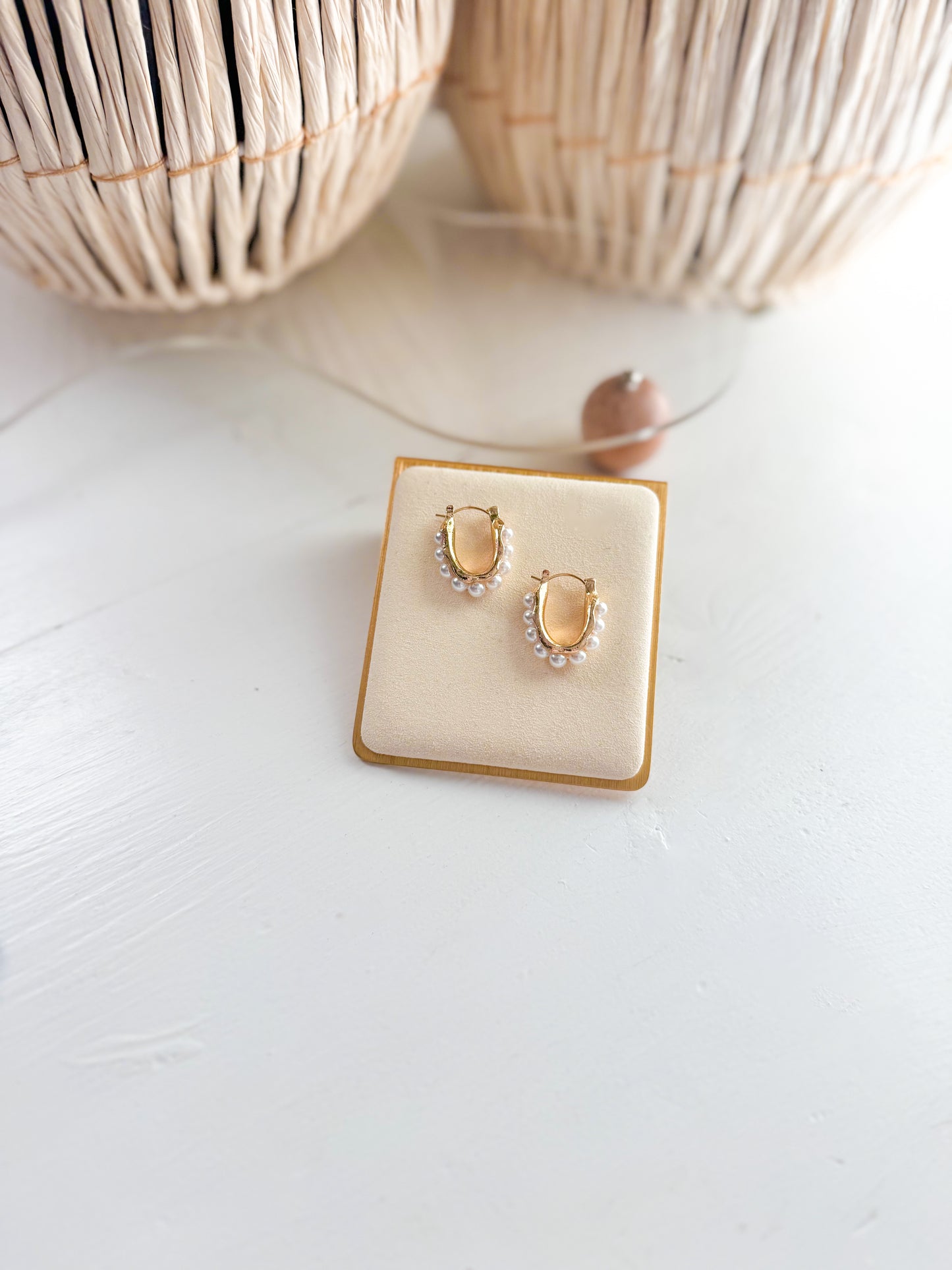 Pearl Huggie Earrings
