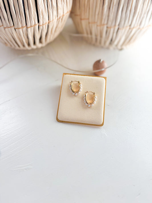 Pearl Huggie Earrings
